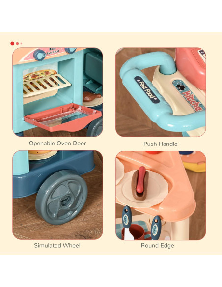 Conjunto de Cocina para Niños Qaba 50 Piezas con Caja Registradora
