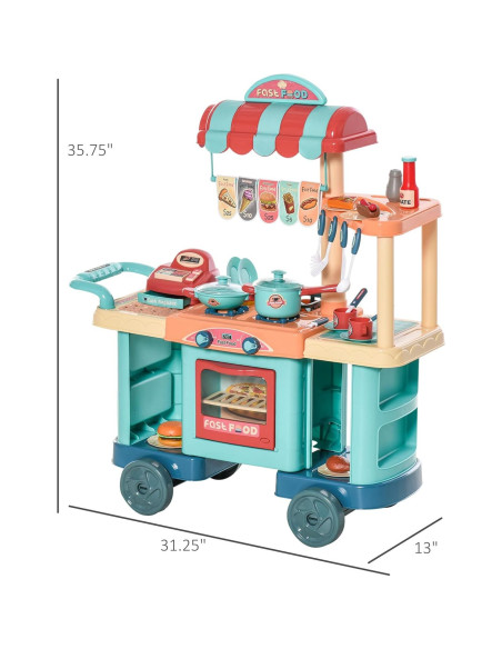 Conjunto de Cocina para Niños Qaba 50 Piezas con Caja Registradora