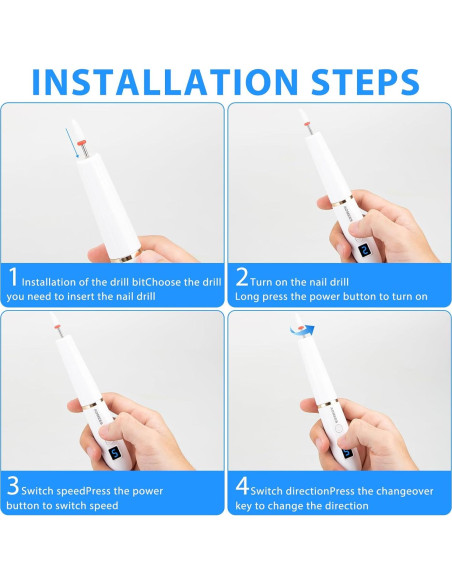 Taladro de Uñas Eléctrico Inalámbrico AOMEES Blanco 60g Taladro de Uñas Eléctrico Inalámbrico AOMEES Blanco 60g