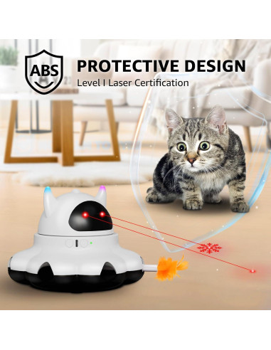 Juguete láser para gatos MIKK 2 en 1 con plumas y control remoto