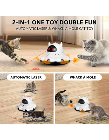 Juguete láser para gatos MIKK 2 en 1 con plumas y control remoto