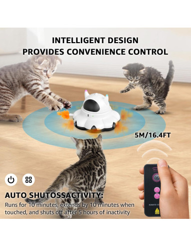 Juguete láser para gatos MIKK 2 en 1 con plumas y control remoto