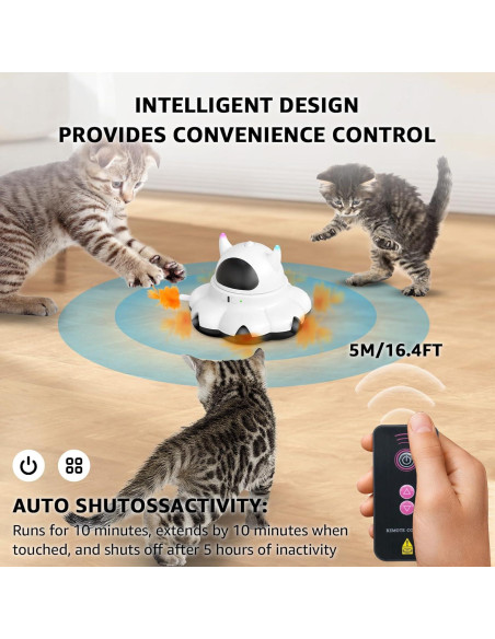 Juguete láser para gatos MIKK 2 en 1 con plumas y control remoto