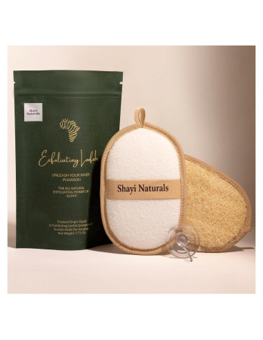 Esponja de Lufa Natural Shayi - Exfoliante para Cuerpo y Cara (2 Pzs)