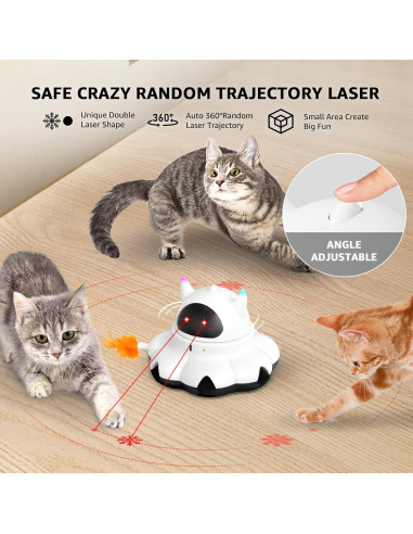 Juguete láser para gatos MIKK 2 en 1 con plumas y control remoto