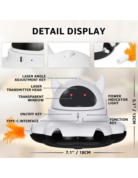 Juguete láser para gatos MIKK 2 en 1 con plumas y control remoto