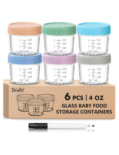 Tarros de Almacenamiento de Comida para Bebés DRKIO 6 Piezas 118 ml