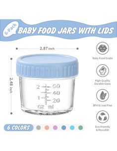 Tarros de Almacenamiento de Comida para Bebés DRKIO 6 Piezas 118 ml 2