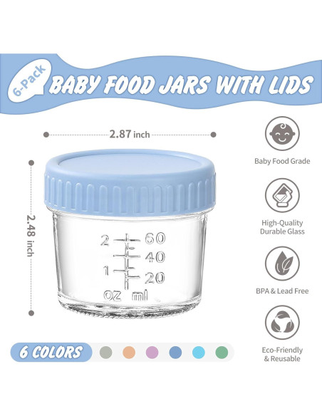 Tarros de Almacenamiento de Comida para Bebés DRKIO 6 Piezas 118 ml