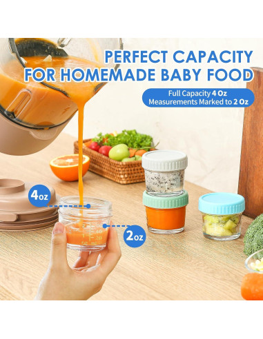 Tarros de Almacenamiento de Comida para Bebés DRKIO 6 Piezas 118 ml