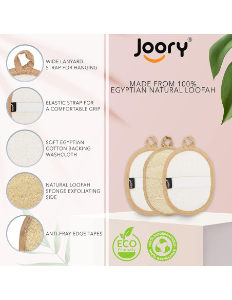 Esponjas de Lufa Natural Exfoliantes JOORY - Paquete de 3