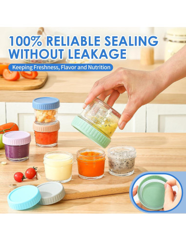 Tarros de Almacenamiento de Comida para Bebés DRKIO 6 Piezas 118 ml