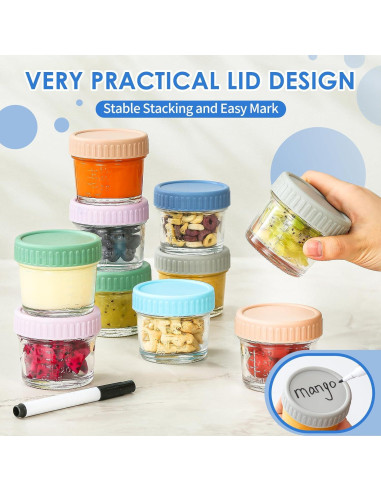 Tarros de Almacenamiento de Comida para Bebés DRKIO 6 Piezas 118 ml