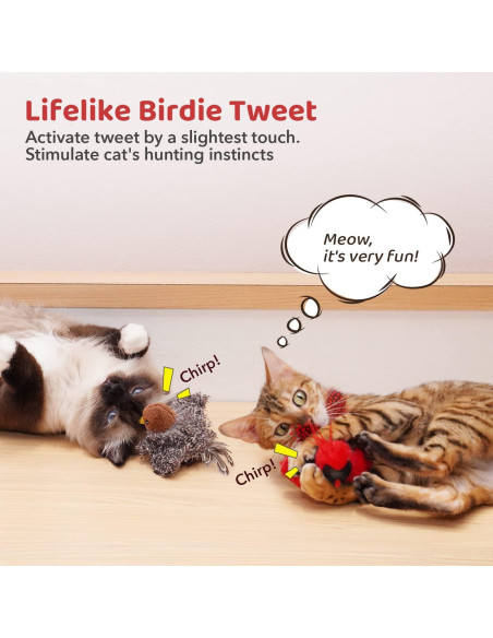 Juguetes para Gatos Potaroma Aves Chirriantes 2 Pcs con Catnip