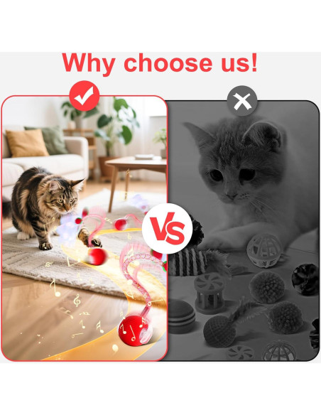 Juguete Interactivo para Gatos LEEHON Bola Automática Rojo