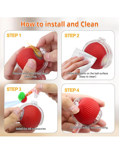 Juguete Interactivo para Gatos LEEHON Bola Automática Rojo