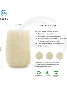 Esponjas de Lufa Ecológicas FAAY - 4 Pcs 15.24 cm Exfoliantes 2