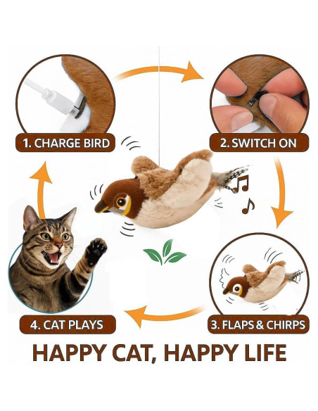 Juguete Interactivo para Gatos Paws Power Gorrión Recargable