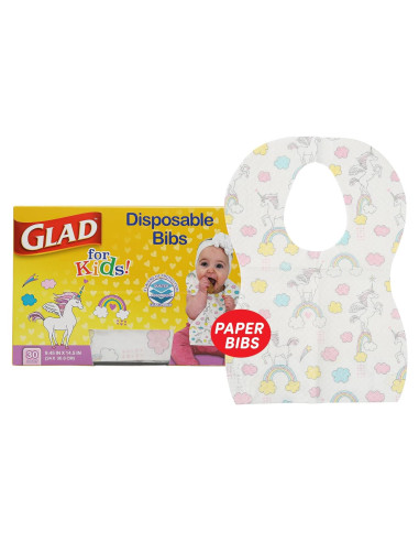 Baberos Desechables Unicornio Glad for Kids - 30 Unidades