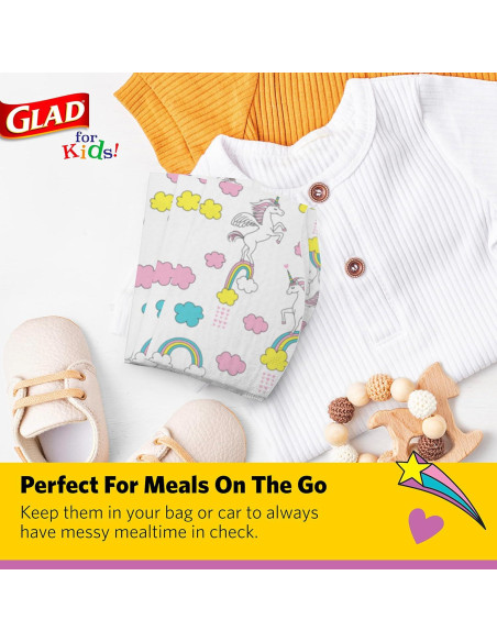Baberos Desechables Unicornio Glad for Kids - 30 Unidades