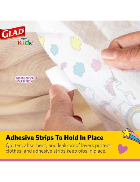 Baberos Desechables Unicornio Glad for Kids - 30 Unidades