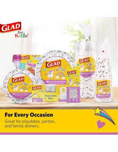 Baberos Desechables Unicornio Glad for Kids - 30 Unidades