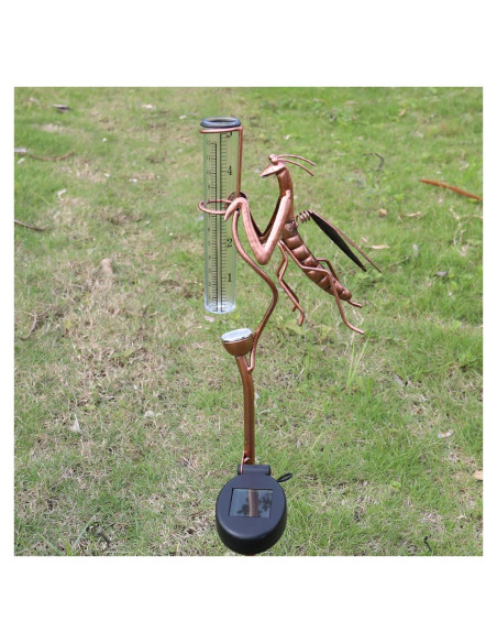 Pluviómetro Solar Mantis de Metal y Vidrio 63.5 cm
