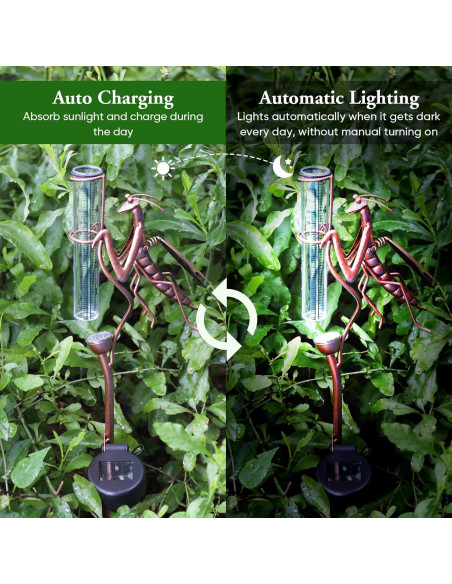 Pluviómetro Solar Mantis de Metal y Vidrio 63.5 cm