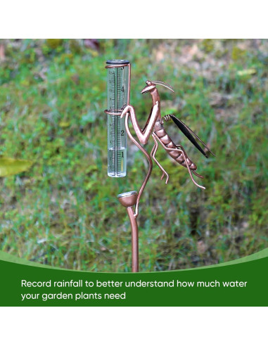 Pluviómetro Solar Mantis de Metal y Vidrio 63.5 cm