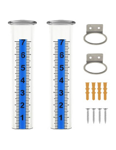 Juego de 2 Pluviómetros Transparentes xrc con Soporte Acero Inoxidable