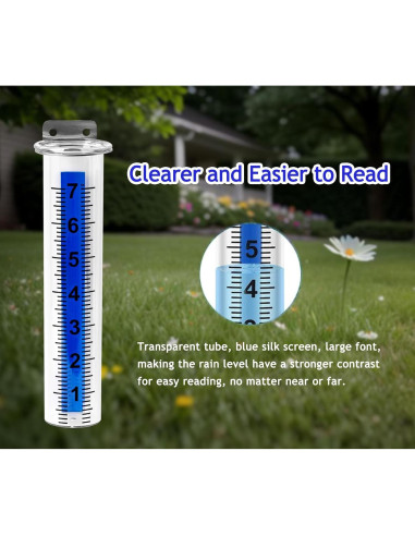 Juego de 2 Pluviómetros Transparentes xrc con Soporte Acero Inoxidable