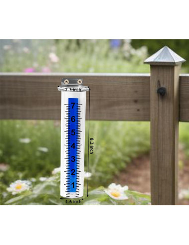 Juego de 2 Pluviómetros Transparentes xrc con Soporte Acero Inoxidable