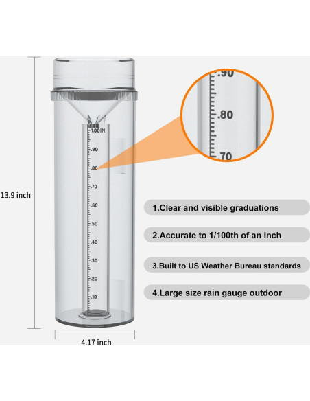 Pluviómetro Profesional Emphira 0.254 cm Resistente UV Exterior