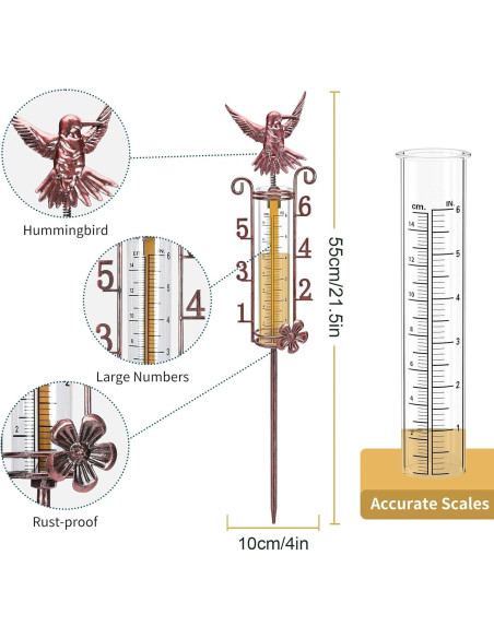 Pluviómetro Exterior APSOONSELL 15.24 cm Cobre Fácil Lectura