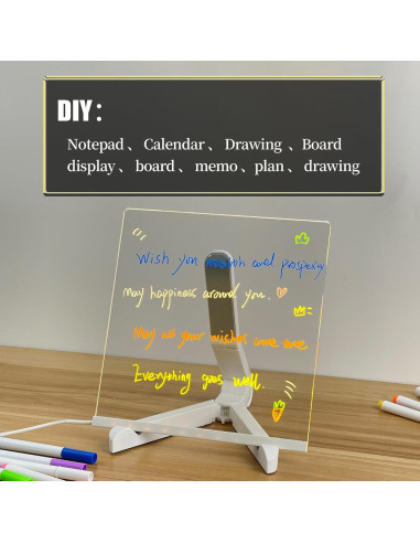 Tablero LED Acrílico TOGJUSSAE 20x20 cm con 7 Bolígrafos