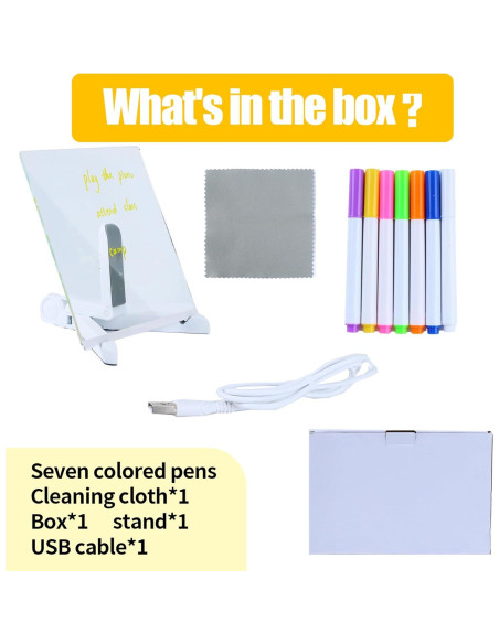 Tablero LED Acrílico TOGJUSSAE 20x20 cm con 7 Bolígrafos Tablero LED Acrílico TOGJUSSAE 20x20 cm con 7 Bolígrafos