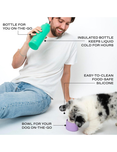 Botella de Agua Aislada Springer 710ml para Perros y Dueños