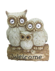 Estatua de Bienvenida Búho Solar Alpine 40.64 cm con LED