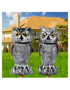Búho Falso Espantapájaros Lomrsiul 26 cm Rotativo Impermeable