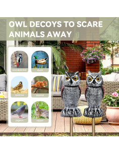 Búho Falso Espantapájaros Lomrsiul 26 cm Rotativo Impermeable 2