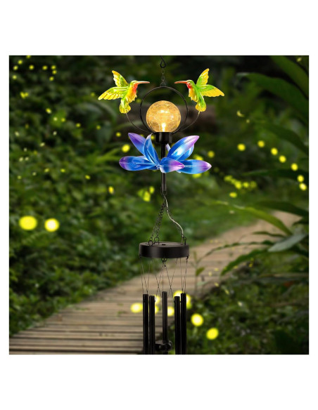 Campanas de Viento Solares Taman Colibrí 89 cm para Jardín
