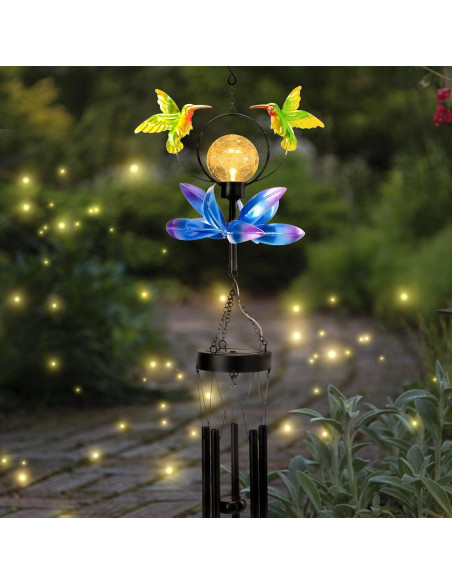 Campanas de Viento Solares Taman Colibrí 89 cm para Jardín