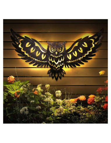 Luz de Pared Solar Decorativa Búho 60cm DIINOR Jardín