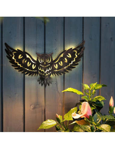 Luz de Pared Solar Decorativa Búho 60cm DIINOR Jardín