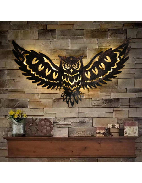 Luz de Pared Solar Decorativa Búho 60cm DIINOR Jardín