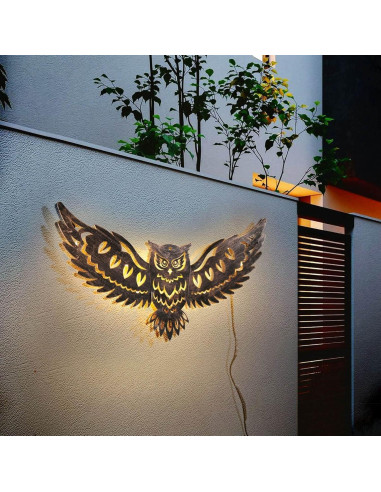 Luz de Pared Solar Decorativa Búho 60cm DIINOR Jardín