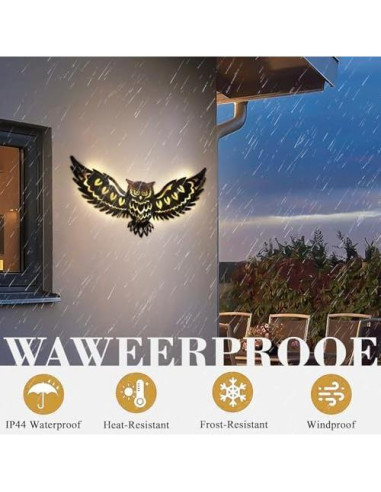 Luz de Pared Solar Decorativa Búho 60cm DIINOR Jardín