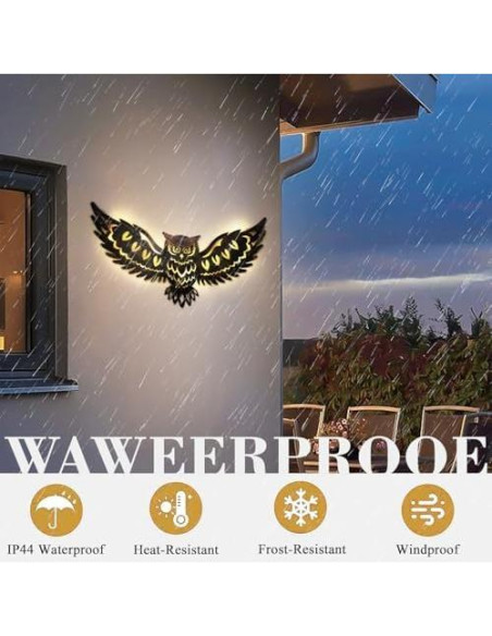 Luz de Pared Solar Decorativa Búho 60cm DIINOR Jardín