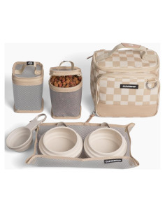 Kit de Viaje para Perros Cleverpup 7 Piezas 6 Tazas Cuadrícula