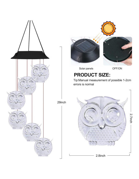 Campanas de Viento Solares COOLPEEN 33cm Cambiantes para Jardín